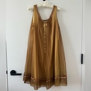 VINTAGE 1960s Vanity Fair Brown Lace Chiffon Nightgown Nightie Dress Sabrina